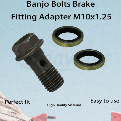 Banjo Bolts Brake Fitting Adapter M10x1.25 with M10 Copper Washers Aftermarket Replacement Parts Compatible for Brake Caliper Master Cylinder....