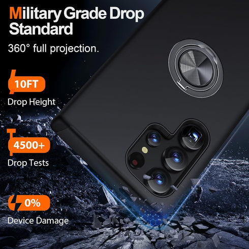 JAME for Samsung Galaxy S24 Ultra Case, Slim Fit Shockproof Protective S24 Ultra Case, with Ring Holder Kickstand, Military-Grade Protection Phone...