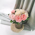 SnailGarden 12 Head Artificial Peony Flowers , 3 Colors, Silk Peony Pink with 2Pcs Satin Ribbon and 1Pcs Greeting Card, Peonies Bouquet for Weddin...