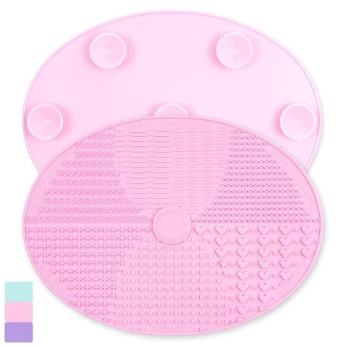 Makeup Brush Cleaner Mat Silicone Brush Cleaning Mat Big Size Make Up Brush Clean Pad with Suction Cup for Makeup Brush Cleaning (Pink)...
