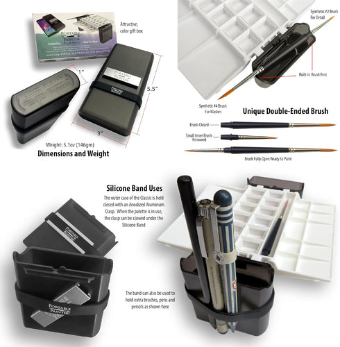 Watercolor Palette by Portable Painter - Ultralight - Travel - Pocket Size - Professional Quality...