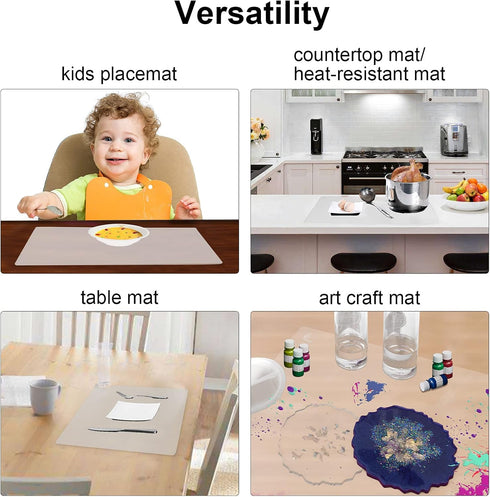 Thick Silicone Counter Mat Large 23.4"by15.6", Heat Resistant Mat for Kitchen Table/Countertop Protector/Non Stick Pastry Baking Mat Placemats, Si...