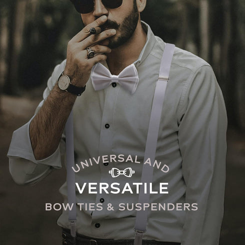 Bow Tie and Suspenders for Men, Adjustable Derby Wedding Gatsby Costume Mens Bow Ties and Suspenders Bowtie Bretelles for Men...
