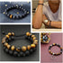 FASHEWELRY Mala Yoga Men Bracelet Making Kit - 220pcs Natural Gemstone Lava Rock Tiger Eye Beads Healing Crystal Chakra Stone Beads with Black Nyl...
