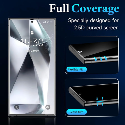 LYWHL 2 Pack for Samsung Galaxy S24 Ultra Privacy Screen Protector, Anti-Spy Flexible Hydrogel Film, Sensitive Touch & Fingerprint Unlock, Durable...