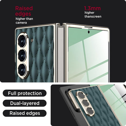Miimall Slim Fit for Samsung Galaxy Z Fold 6 Case with Camera Protection for Women Girls, Screen Protector Ultra Thin and Slim PU Leather Luxury C...