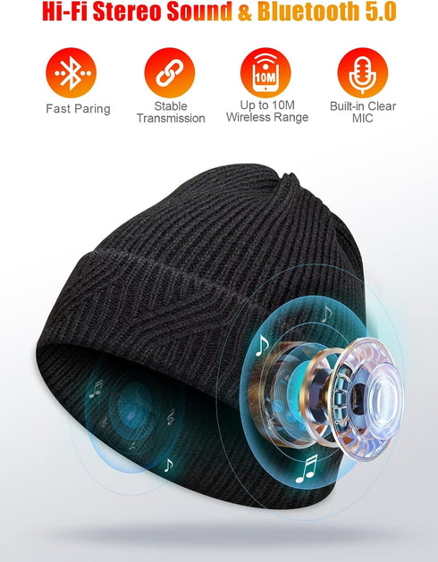 Bluetooth Beanie with Light, Mens Valentines Gifts, Valentines Day Gifts for Him Boyfriend Husband, Gifts for Men...