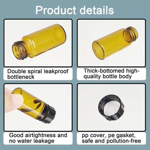 10ml Amber Glass Bottles for Essential Oils, Chemistry Lab Chemicals, Colognes & Perfumes (10 Pieces)...