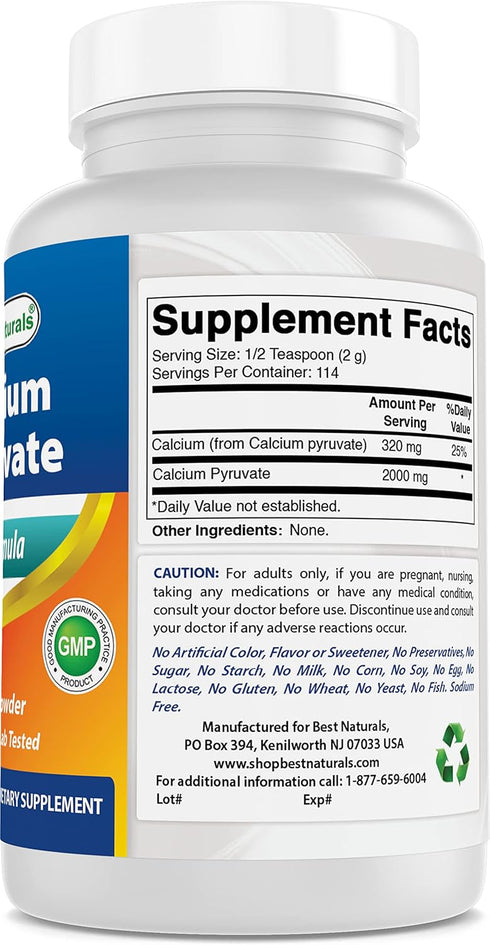 Best Naturals Calcium Pyruvate Powder 8 OZ (8 OZ (Pack of 1))...