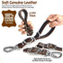 Leather Short Dog Leash,Adjustable Length Dog Leads,Extra Thick Genuine and Heavy-Duty Hardware Handmade Assembled with Extension Function Strong ...