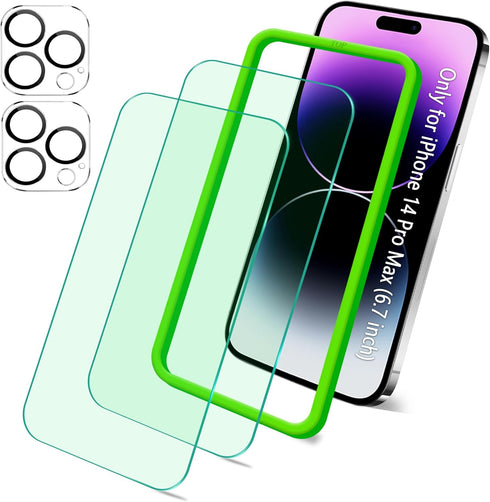 Screen Protector for iPhone 14 Pro Max (6.7") & Camera Lens Protector,Eye Protection, HD Blue Light Blocking Tempered Glass Film, Bubble Free, Gla...