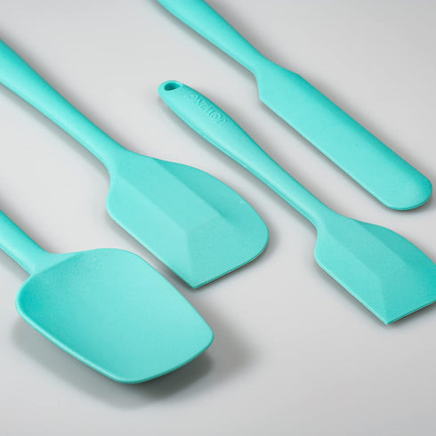 4 Piece Silicone Spatula Set, Flexible Heat Resistant Non-scratch Baking Cooking Rubber Spatulas with Stainless Steel Core, Aqua Sky...