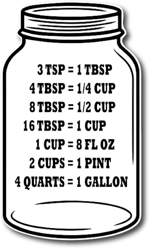 Kitchen Conversion Chart on Jar Magnet Standard Conversion Chart Décor Cooking Measurements for Food Measuring Easy to Read Recipe Baking Tools Ac...