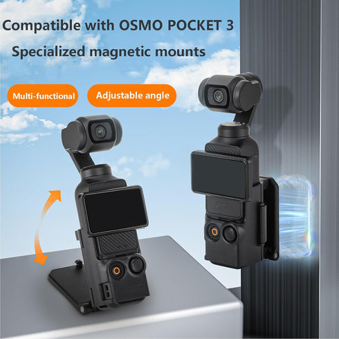 Magnetic Camera Desktop Base Stand Holder Expansion Adapter Mount Bracket Compatible with DJI Osmo Pocket 3 Accessories Adjustable Clip Clamp Moun...