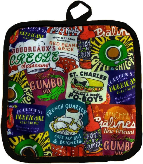 New Orleans Iconic Food Logos Design Souvenir Pot Holder...