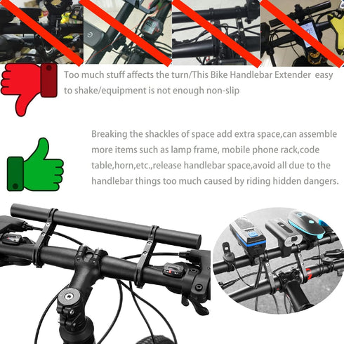 Bike Handlebar Extender,Bike Handlebar Extender with Double Mounting Clamp Bracket,For Bike Mounts,Extender Bars, Headlights,Light Lamp,Bicycle Ac...