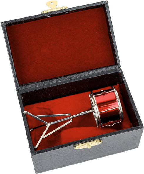 Miniature Snare Drum with Case Mini Percussion Musical Instrument Mini Snare Drum Miniature Dollhouse Model Christmas Ornament and Gift (Snare Dru...