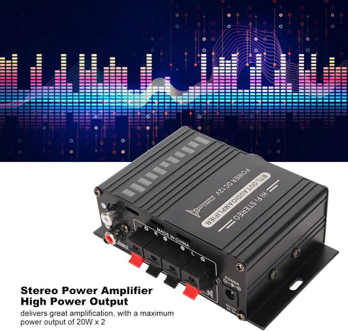 Power Amplifier, AK-160BT Bluetooth 5.0 Stereo Audio, 2 Channel Amplifier Receiver 20W x 2, 12V Mini Home Power Amplifier Universal for Car Home B...