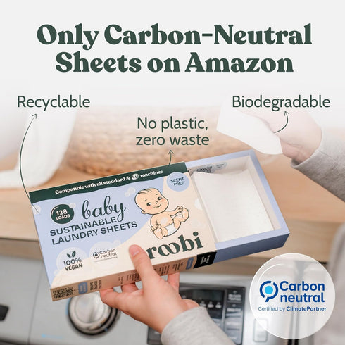 Roobi Unscented Baby Laundry Detergent Sheets. Specially Formulated for Sensitive Skin. Sustainable Laundry Sheets for Newborns, Infants, Toddlers...