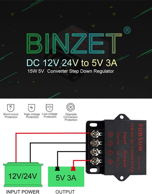 DC Converter Step Down Regulator 5V Regulated Power Supplies Transformer Converter (5V 3A 15W)...