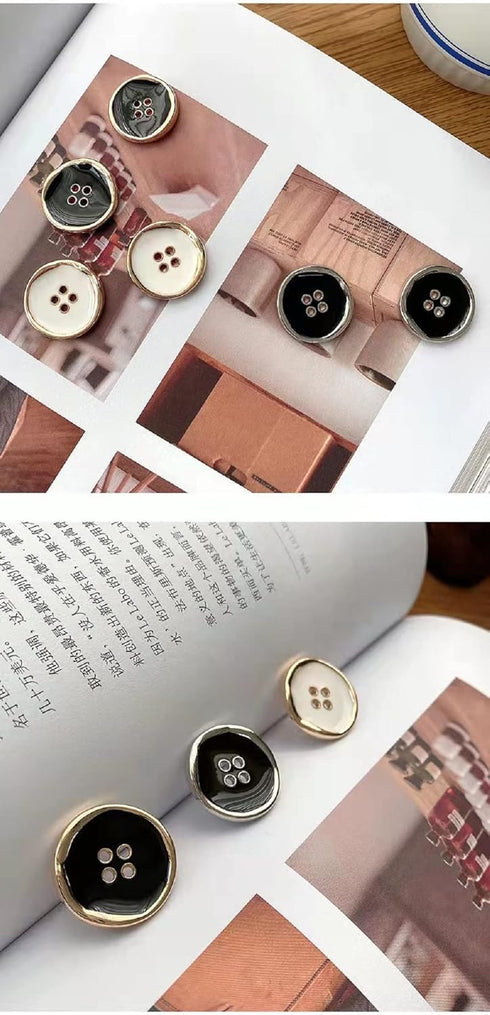 12PCS Four-Eye Metal Button Suit Buttons Crafts Button Decorative Buttons for Sewing DIY (10mm, Black Gold)...