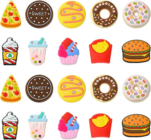 KitBeads 10pcs Silicone Food Beads Mixed Styles Cookie Pizza Donut Beads Rubber Burger Food Focal Beads for Jewelry Making Keychain Bulk...