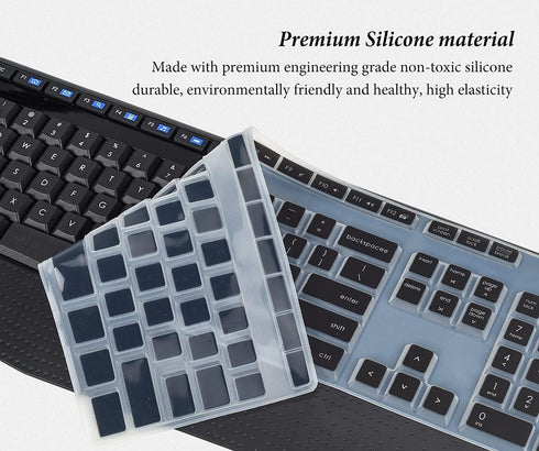 Keyboard Cover Skin for Logitech MK345 Wireless Full-Sized Keyboard with Plam Rest, Logitech MK345 Keyboard Accessories-Black...