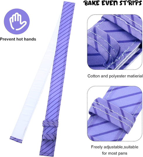 Patelai 6 Pieces Bake Even Strips Cake Pan Dampen Strips Cake Pan Baking Strips Absorbent Thick Baking Tray Protection Strap for Clean Baking Edge...