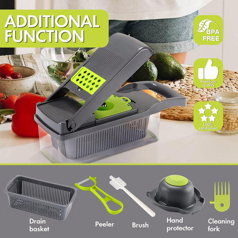 Ourokhome Vegetable Chopper, 12 in 1 Professional Mandoline Slicer for Kitchen, Multifunctional Food Chopper Cutter for Onion, Potato, Tomato, Veg...