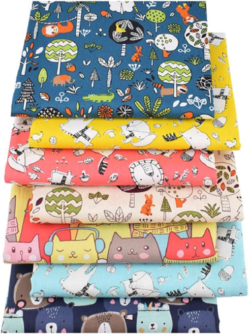 Fat Quarters Fabric Bundles, 7 Pcs 100% Cotton 20” x 20” (50cmx50cm) Precut Quilting Fabric Squares Sheets for DIY Patchwork Sewing Quilting Craft...