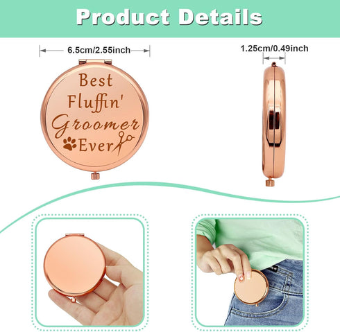 Dog Groomer Thank You Gift Compact Makeup Mirror for Dog Hairdresser Pet Groomer Gift Dog Groomer Gift for Women Folding Makeup Mirror for Dog Sty...