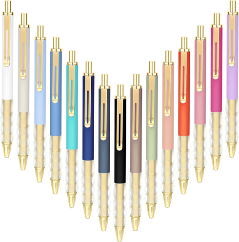 Aozora Ballpoint Pens Black Ink Medium Point with Super Soft Grip Retractable Ball Point Pen 1.0mm Office Decor School Supplies (15pcs-GOLD)...