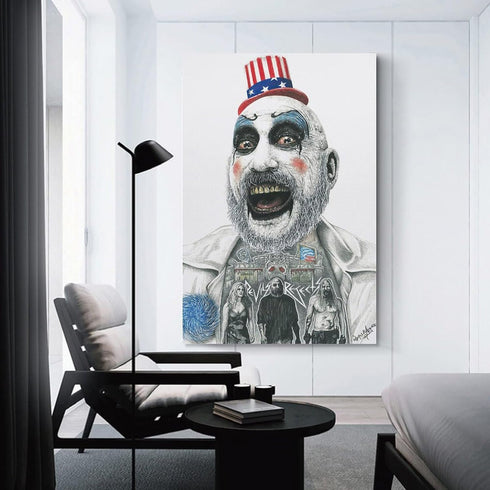 House of 1000 Corpses Horror Movie Posters Tattoo Captain Spaulding Cool Posters Poster Decorative Painting Canvas Wall Art Living Room Posters Be...