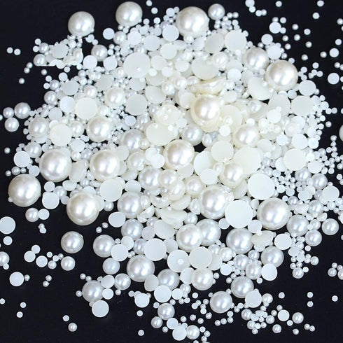 Dowarm 1000 Pieces Flatback Half Pearls, Flat Backed Round Half Pearls for Crafts Jewelry, Mixed Size 4MM 6MM 8MM 10MM 12MM 14MM (White)...