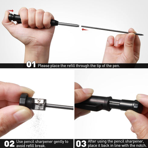 Hiboom 5 Pcs Mechanical Carpenter Pencil, 30 Pcs Refills Needle Nose Tip Hole Marker with Built in Sharpener, Scribe Making Tools for Woodworking,...