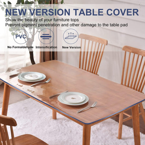 12x28 inch Clear Plastic Table Cover Protector Transparent Rectangular Tablecloth 1.5mm Thick Vinyl Desk Pad Protector Mat for Kitchen Countertop ...