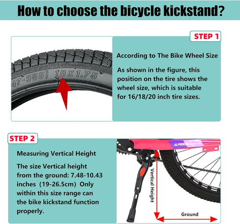Bike Kickstand, Kids Bicycle Kickstand,Adjustable Aluminum Alloy Center Mount for 16 18 20 Inch Bicycle Wheel, Cycling Bracket for Wheel Mountain ...