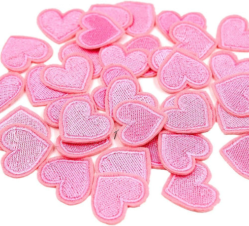 MSCFTFB 33 Pieces Small Heart Iron on Patches Sew Embroidered Patches Appliques Garment Embellishments for Clothing Jackets Backpack Shoes Repairi...