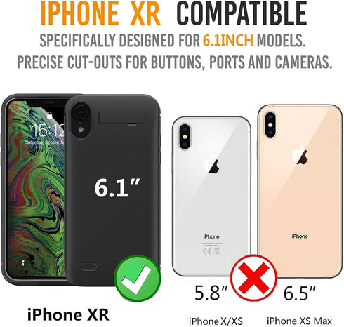 Battery Case for iPhone XR - 6.1 inch-10000mAh?Portable Rechargeable Charger Case with 1x Screen Protector & 1x Cable Extended Battery Pack for iP...