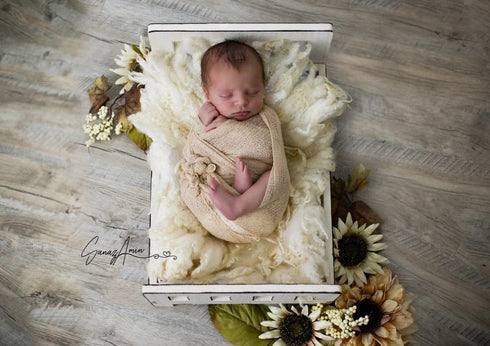 Matissa Newborn Baby Photography Prop Swaddle Cheesecloth Knit Crochet Wrap 16 Colors Available (Beige)...