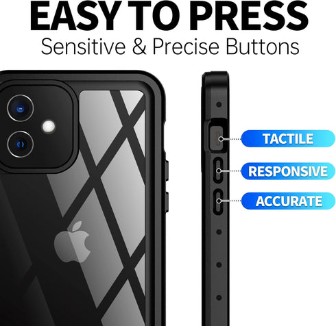 BEASTEK iPhone 12 Mini Waterproof Case, NRE Series Shockproof Dustproof Underwater IP68 with Built-in Screen Protector Anti-Scratch Protective Cov...