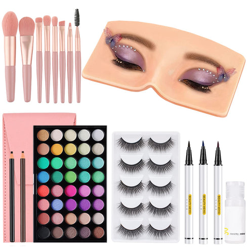 Makeup Practice Face Board, 3D Reusable Makeup Mannequin Face Eyeshadow Mannequin, Make up Practice Face with Makeup Kit for Professional Makeup A...
