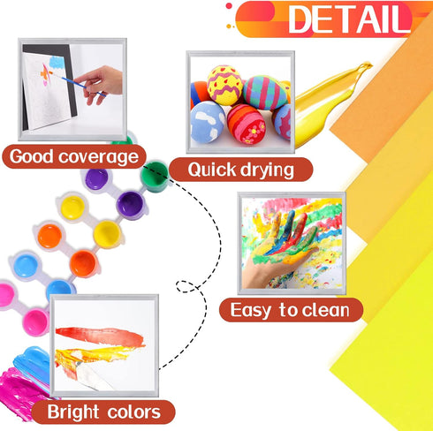 Acrylic Paint Set,48 Paint Pots in 6 Colors,Set of 8 Washable Paint Sets,Acrylic Paint Strips with 8 Pcs Paintbrushes,Craft Paint Sets for Kids & ...