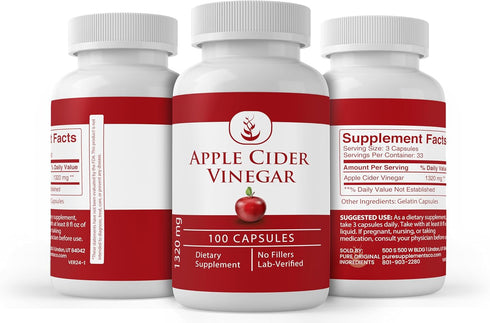 Pure Original Ingredients Apple Cider Vinegar, (100 Capsules) Always Pure, No Additives Or Fillers, Lab Verified...