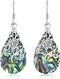 AeraVida Floral Vine Ornate Teardrop Abalone Shell .925 Sterling Silver Earrings | Abalone Earrings...