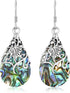 AeraVida Floral Vine Ornate Teardrop Abalone Shell .925 Sterling Silver Earrings | Abalone Earrings...
