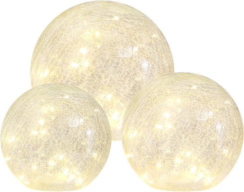 Crackle Globe LED Lamp Battery Operated, Lighted Glass Orb for Festival Christmas Decoration, Gold Mercury Glass Ball Light for Living Room Indoor...