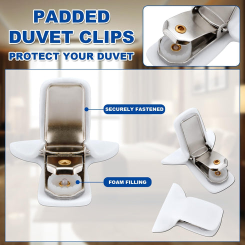 9pcs Duvet Clips for Comforter Inside, White Padded Comforter Clips Strong Hold Duvet Cover Holder Blanket Quilt Fasteners Prevent Comforter from ...