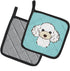 Caroline's Treasures BB1195PTHD Checkerboard Blue White Poodle Pair of Pot Holders Kitchen Heat Resistant Pot Holders Sets Oven Hot Pads for Cooki...