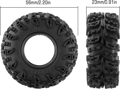 INJORA 1.0 Tires - S5 Swamp Claw Mud Terrain Tires for TRX4M AX24 SCX24 FCX24 1/18 1/24 RC Crawler Car, 56 * 23mm, T1021...